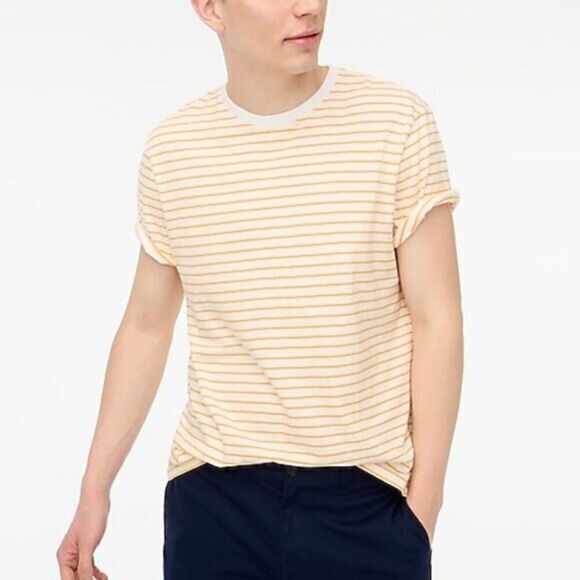 J Crew Men's Cotton Yellow Striped Shirt Size XL - Picture 4 of 5